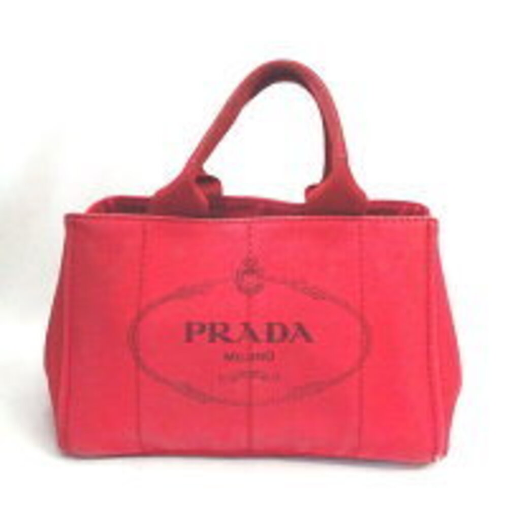 Prada Canapa Canvas Tote Bag Red